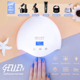 Gellen Gel Nail Polish Starter Kit with LED/UV Nail Lamp - Pinks and Glitters 6 Colors Nail Gel Starter Kit, Top Base Coat Matte Top Coat Manicure Tools Nail Art Decorations Rhinestones Set