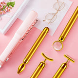 4-in-1 Beauty Bar 24k Golden Pulse Face Massager, Electric Jade Roller Facial Massager Rose Quartz, Arm Eye Nose Massage Stone for Face Lift Anti-Aging Anti-Wrinkles Skin Tightening Face Firming