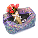 Colorful Glitter Shine Cosmetic Pouch Waterproof Zipper Handbag Carry Case Organizer Travel Case (purple)