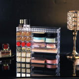 V-HANVER Multifunctional Acrylic Makeup Organizer Holder Countertop Vanity Storage Stand for Lipstick Eyeshadow Palette Perfume and More