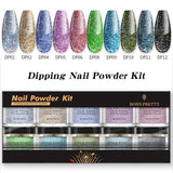 BORN PRETTY Without Lamp Cure Holographic Dipping Nail Powder Natural Dry Nail Art Decoration Manicuring 10PCS