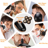 Electric Shavers for Men, 5 in 1 Electric Razor for Men Bald Head Shaver, LED Waterproof Rechargeable Mens Face Head Grooming Kit for Wet Dry Shaving with Clippers, Nose Hair Trimmer, Cleaning Brush