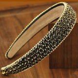 Fodattm Women Lady Luxury Sparkle Crystal Rhinestone Wide-brimmed Hairband Headband High-grade Headwear Hair Hoop (Black)