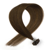 Vlasy 28inch 25g/lot Pre bonded Nail Tip Human Hair Extensions Straight 8# Ash Brown Keratin Fusion U Tip Hair (8#)