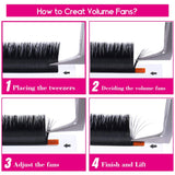 Volume Lash Extensions Easy Fan Volume Lashes 0.03 0.05 0.07 Self Fanning Eyelash Extensions C D DD Curl Rapid Blooming Lashes 8-25mm Length Supply (0.05-C, 21mm)