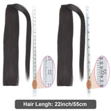22" Human Hair Ponytail Wrap Around Clip in Ponytail Hair Extensions for Women Jet Black(#1) 100g/3.5oz