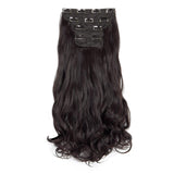 FUT_Forever 18" Curly Wavy 4 Pieces Set Thick Clip in on Hair Extensions Dark Brown