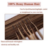 22 Inches I Tip Remy Human Hair Extensions 100 Strands/Pack Pre Bonded Keratin Stick In Hair Extensions Cold Fusion Hair Piece Long Straight For Women #4P27 Medium Brown&Dark Blonde 22'' 50g