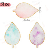 3 Pieces Nail Art Palettes Nail Mixing Palette Polish Color Mixing Plate Golden Edge Resin Nail Holder Nail Art Display Cosmetic Mixing Tools (Leaf Shape)