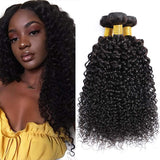 Brazilian Virgin Kinky Curly Human Hair 3 Bundles 8A 100% Unprocessed Curly Wave Human Hair Bundles Kinky Hair Weave Natural Black Color(10-12-14)