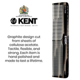 Kent 16TG Hair Dressing Table Comb Double Tooth, Graphite Fine/Wide Tooth Dresser Comb For Hair, Beard and Mustache, Coarse/Fine Hair Styling Grooming Comb for Men Women and Kids. Made in England