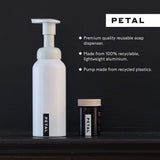 PETAL Foaming Hand Soap Starter Kit - Reusable Foaming Soap Dispenser (White - 8.5oz) + Foaming Hand Soap Refill Pods (4ct) - Zero Waste, All Skin Types (Citrus Ginger)