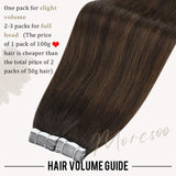 Tape in Hair Extensions Human Hair Moresoo Tape Hair Extensions 60g/40pcs Balayage Hair Extensions Brown Remy Natural Hair 12 Inch Tape in Human Hair Extensions Dark Brown Highlight with Medium Brown
