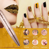 Electric Nail File Nail Drill - Ejiubas Portable Nail Drill Machine Nail Drills for Acrylic Nails Handpiece Drill Nail E File Manicure Pedicure Tool Set for Home Salon Golden