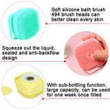 Silicone Body Brush Shower Scrubber with Shower Gel Dispenser Function,Soft Silicone Bath Massage Body Brush,Shower Loofah Brush (Blue)