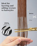 Professional Barber Hair Cutting Scissors, OriHea Haircut Thinning Shears Set with Fine Adjustment Tension Screw, Japanese Stainless Steel 6.5 inch for Hairdressing, Home Salon - Gold