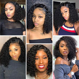 Jolibabe Hair Deep Wave Human Hair Lace Front Wigs Brazilian Virgin Curly Wave Human Hair Wigs Pre-Plucked 150% Density 100% Unprocessed Wig Natural Color for Black Women(14 Inch)