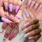 Nail Tips for Acrylic Nails 500PCS Coffin Fake Nails with Glue Holographic Sequins for Nail Stickers and Butterflies Nail Art(10 Sizes French Nails)