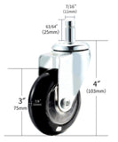 Salon Trolley Cart Chair Caster Wheels (Set Of 4), Hair-free Rolling Casters for Stool Chair, Hair Stylist Color Table Tray, Spa Beauty Furniture Equipment