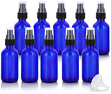 2 oz Cobalt Blue Glass Boston Round Treatment Pump Bottle (10 Pack) + Funnel