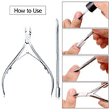 8 Pieces Cuticle Trimmer with Cuticle Pusher Stainless Steel Cuticle Remover Cuticle Nipper Cuticle Scissors Remover Manicure Pedicure Tools for Fingernails and Toenails (Silver)