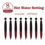 FESHFEN Pre-stretched Braiding Hair Extension Ombre Natural Professional Crochet Braiding Hair 22 inch 8 Packs Hot Water Setting Yaki Synthetic Hair for Twist Braids