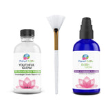 Planet Eden 70% Glycolic Acid Chemical Skin Peel Kit with Hyaluronic Acid + 2.5% Retinol Serum and Fan Brush