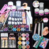 42 in 1 Combo Nail Art Set Acrylic Nail Powder Glitter Brush Nail Art Tools Kit Set for Professional and Home Use