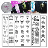 Geometric Texture Nail Plates Template 10Pcs Tassel Feather Animal Nail Image Plate French Style Nail Art Stamping Plates Collection Dream Datcher Flower Star Butterfly Manicure Print Tool