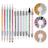 Nail Art Tools Acrylic Nail Brush 15 Pcs Rhinestone Picker Wax Pencil Tips Dotting Pens Nail Liner Brushes (Acrylic Nail Art Tools)