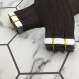 Tape in Hair Extensions Glue on Hair #2 Darkest Brown Hair for Fashion Woman 100 Remy Human Hair 20inch 20pcs/40g Kmorebi Hair
