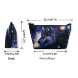 Galaxy Wolf 3D Printing Cosmetic Bag, Multifuncition Pencil Case Waterproof Makeup Pouch Travel Toiletry Accessories Organizer with Zipper for Women Purse