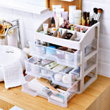 Makeup Organizer with 3 Drawers, Vanity Countertop Storage for Cosmetics, Brushes, Nail Lipstick and Jewelry (White)