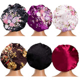 6 Pack Satin Sleep Cap for Women Soft Elastic Wide Band Hat Night Sleeping Head Cover for Good Sleeping (Normal Size)