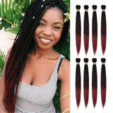 FESHFEN Pre-stretched Braiding Hair Extension Ombre Natural Professional Crochet Braiding Hair 22 inch 8 Packs Hot Water Setting Yaki Synthetic Hair for Twist Braids