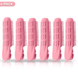 6 Pack Instant Hair Volumizing Clips For All Hair Types - Hair Root Volume Clip Hair Curler Clip Volumizing Hair Root Clip DIY Natural Curler Clamps Rollers Fluffy Hair Roots Styling Tool (Pink)