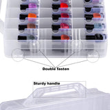 DreamGenius Portable Nail Polish Clear Organizer for 48 Bottles, Double Side and Locking Lids Gel Polish Storage Holder, Space Saver with 8 Adjustable Dividers