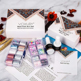 VOXURY Nail Art Foil Glue Gel for Flower Foil Stickers Set Nail Transfer Foil Kit Manicure DIY,2pcs 15ml Nail Foil Glue,20pcs Nail Stickers, UV LED Lamp Required