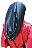100% Mulberry Silk 25" Hair Wrap Scarf by Scarlett Rain (X-Long, MULBERRY SILK- (black))