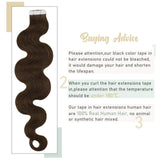 Tape in Hair Extensions #4 Brown Wavy Tape in Hair Extensions 20inch 20pcs 50g