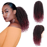 AISI BEAUTY Kinky Curly Drawstring Ponytail for Black Women Afro Kinky Ponytail Drawstring Clip on Ponytails HairPiece(1B/BUG#)