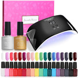 Lavender Violets Nail Art Gel Nail Manicure Bundle Set of LED UV Nail Lamp Light + Gel Polish Plain Pack with Base n Top Coat