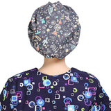 Unisex Bouffant Working Hat Cotton Shower Cap Adjustable Men Women Ponytail Cute Animal Pattern