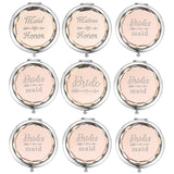 SFHMTL Pack of 9 Compact Pocket Makeup Mirrors Set Include 1 Bride Mirror 1 Maid of Honor Mirror 1 Matron of Honor Mirror and 6 Bridesmaid Mirrors Wedding Bridesmaid Proposal Gifts (Champagne)