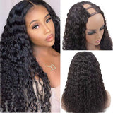 U Part Wigs Human Hair Wigs for Black Women Brazilian Deep Curly Wigs Human Hair Glueless Full Head Clip in Half Wig U Shape Wig 150% Density Natural Color