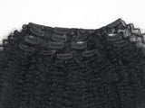 Afro Kinkys Curly Clip in Human Hair Extensions Kinky Curly Clip ins Hair Extension Weft Natural Black Color (8" 70g, Natural Black)
