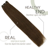 RUNATURE Weft in Hair Extensions Human Hair Chocolate Brown Human Hair Bundles 14inches Hair Weft Extensions Real Human Hair100g