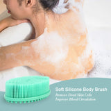 HEETA 2-Pack Body Brush for Wet and Dry Brushing, Silicone Bath Brush for Gentle Exfoliating on Softer, Glowing Skin, Gentle Massage with Bath Brush to Improve Your Blood Circulation (Pink & Green)