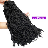 New Faux Locs Crochet Hair 18 inch Natural Soft Locs 7 Packs Goddess Crochet Locs Braids Synthetic Fiber Hair Extensions 1B#