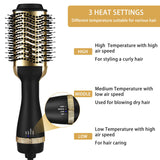 Hair Dryer Brush, 4-in-1 Hot Air Brush in One with Hair Band, Negative Ion Hair Dryer & Volumizer Brush, 3 Temperature levels Anti Scald Oval Blow Dryer Brush with 2 Hairpins for Women